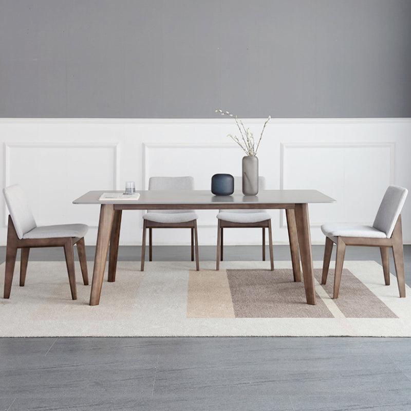 Wood Kitchen Dining Chair Contemporary Upholstered Dining Chair in Grey