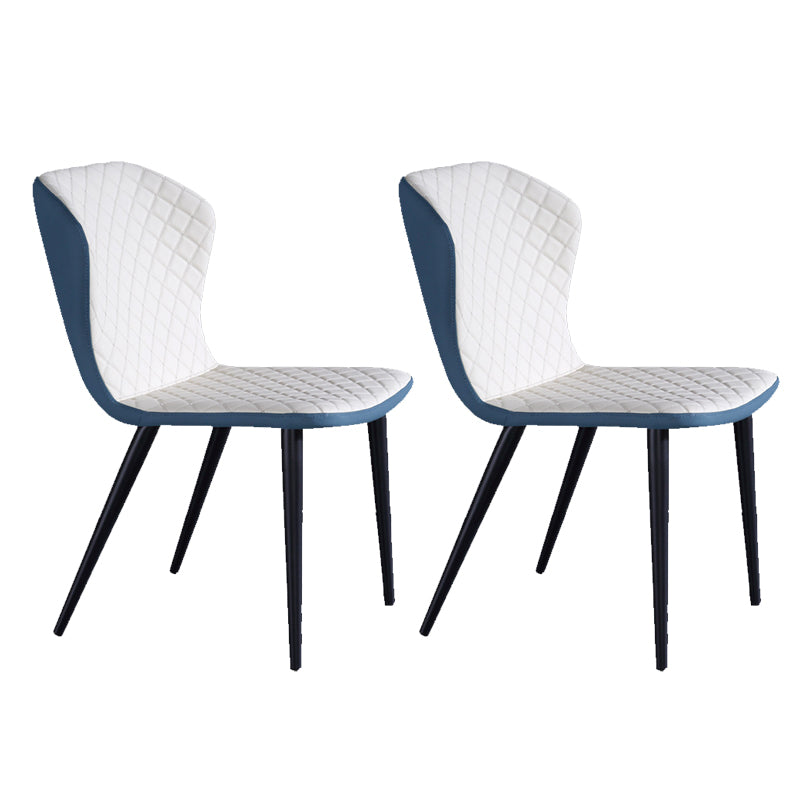 Industrial Solid Back Chairs Armless Side Chairs with Metal Legs for Home Use