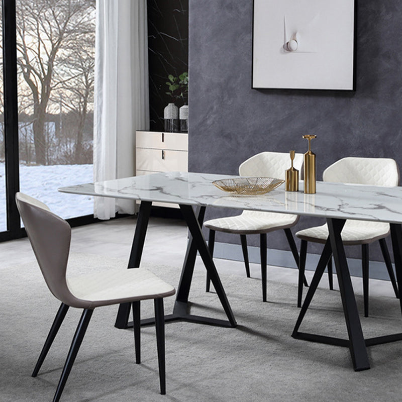 Industrial Solid Back Chairs Armless Side Chairs with Metal Legs for Home Use