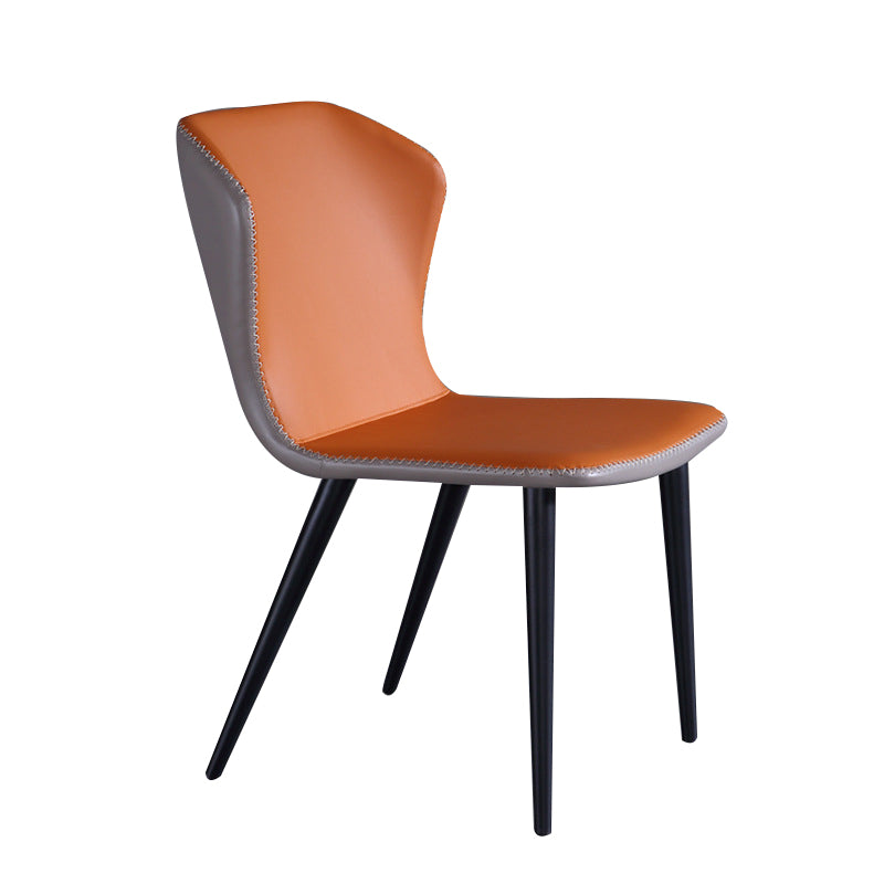 Industrial Solid Back Chairs Armless Side Chairs with Metal Legs for Home Use