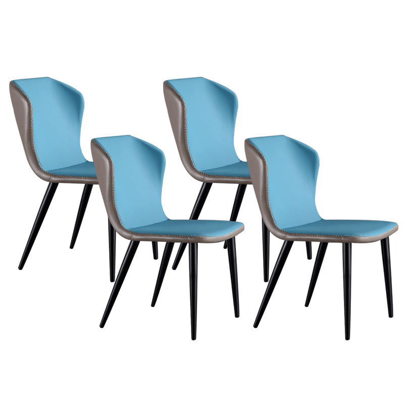 Industrial Solid Back Chairs Armless Side Chairs with Metal Legs for Home Use