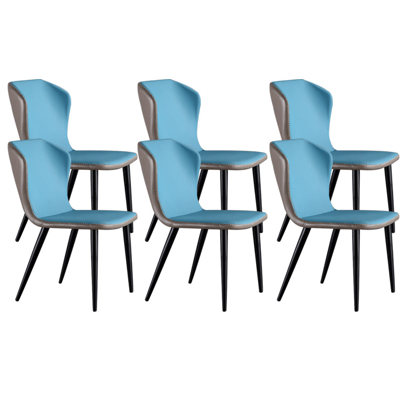 Industrial Solid Back Chairs Armless Side Chairs with Metal Legs for Home Use