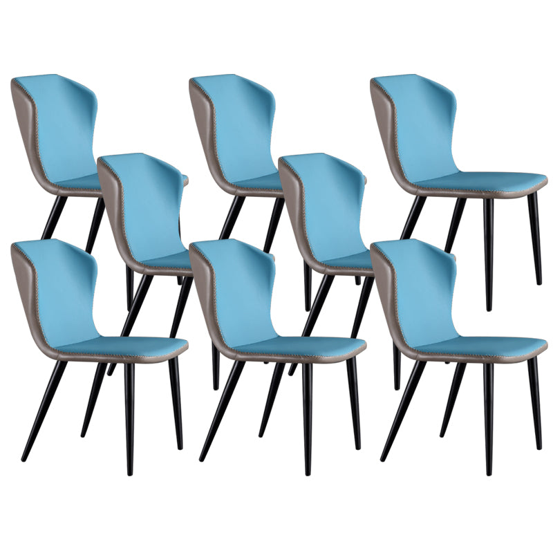 Industrial Solid Back Chairs Armless Side Chairs with Metal Legs for Home Use