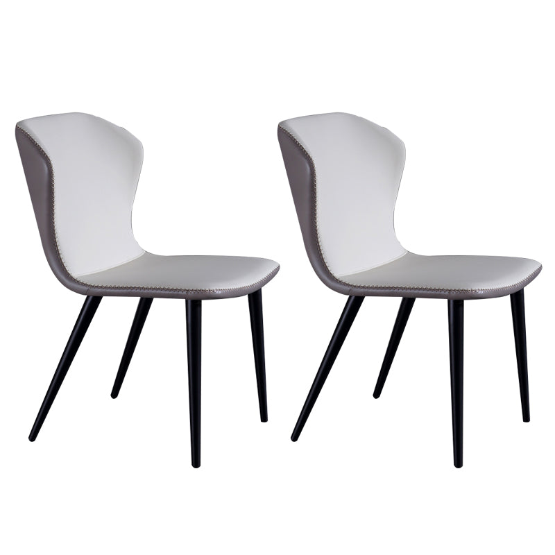 Industrial Solid Back Chairs Armless Side Chairs with Metal Legs for Home Use