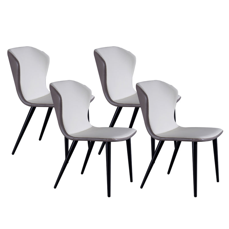 Industrial Solid Back Chairs Armless Side Chairs with Metal Legs for Home Use