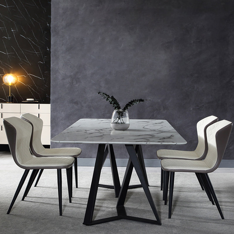 Industrial Solid Back Chairs Armless Side Chairs with Metal Legs for Home Use