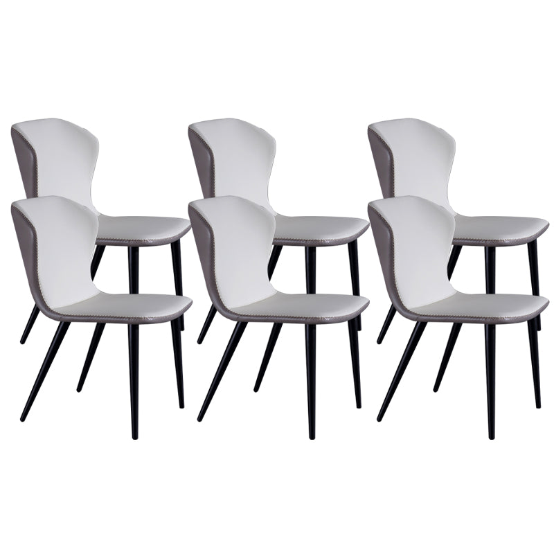Industrial Solid Back Chairs Armless Side Chairs with Metal Legs for Home Use