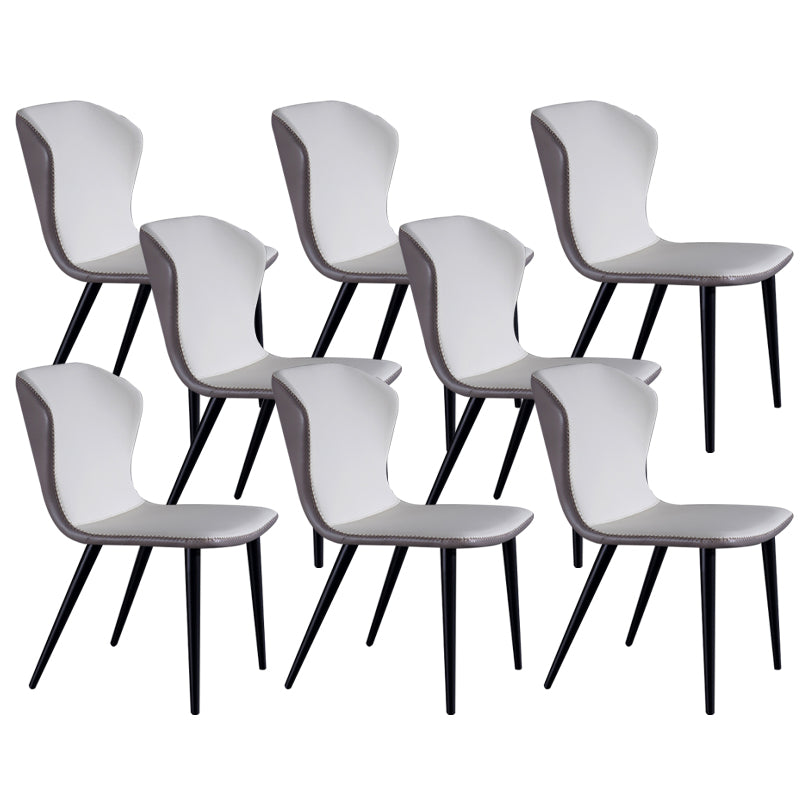 Industrial Solid Back Chairs Armless Side Chairs with Metal Legs for Home Use