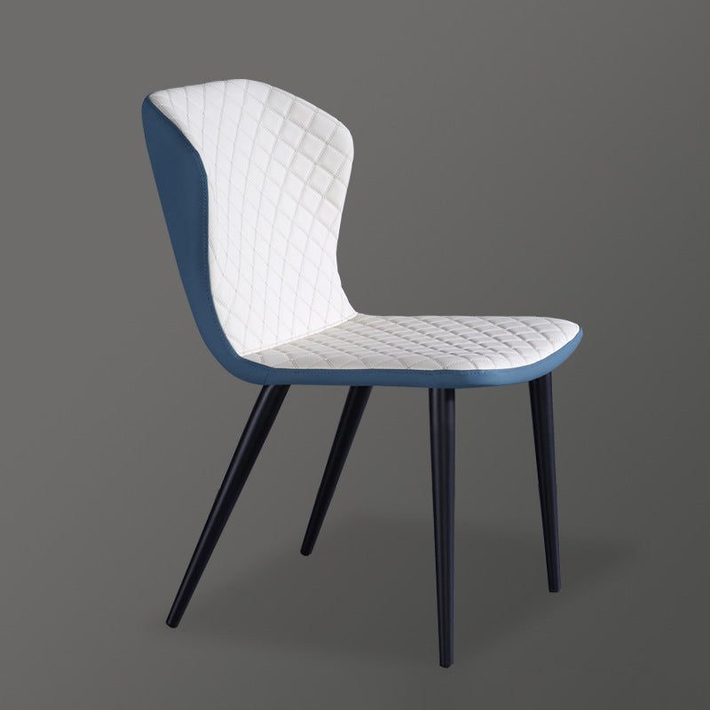 Industrial Solid Back Chairs Armless Side Chairs with Metal Legs for Home Use