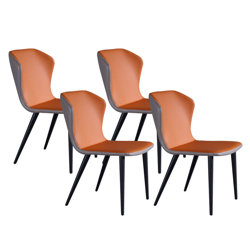 Industrial Solid Back Chairs Armless Side Chairs with Metal Legs for Home Use