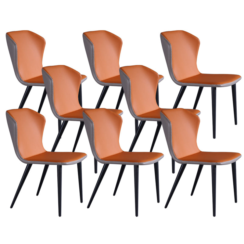 Industrial Solid Back Chairs Armless Side Chairs with Metal Legs for Home Use