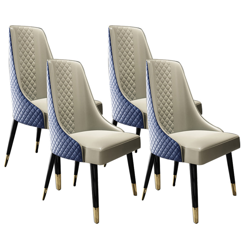 Faux Leather Kitchen Dining Chair Glam Upholstered Dining Chair with Wood Legs