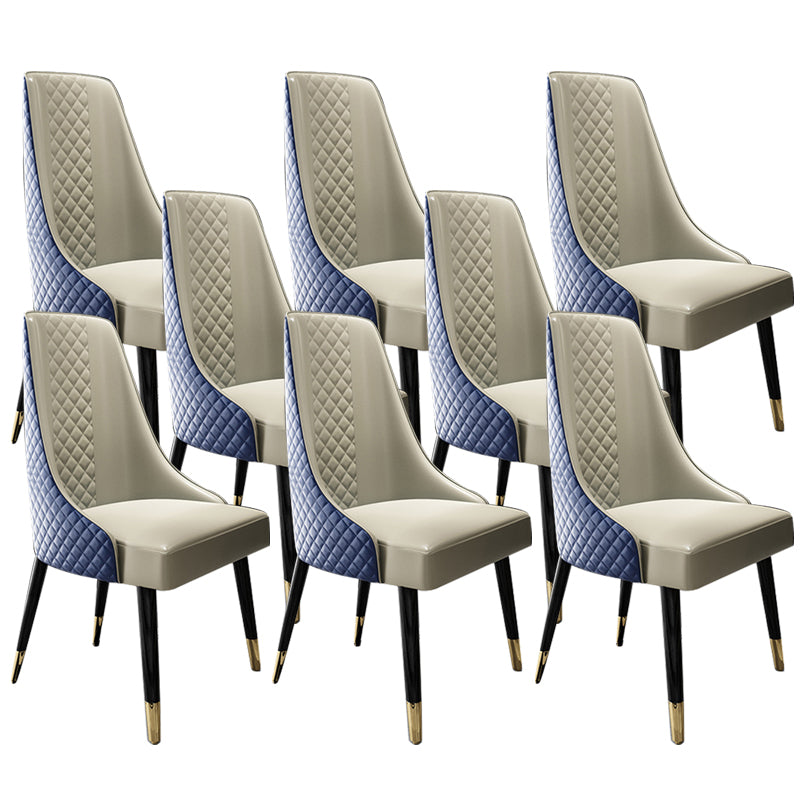 Faux Leather Kitchen Dining Chair Glam Upholstered Dining Chair with Wood Legs