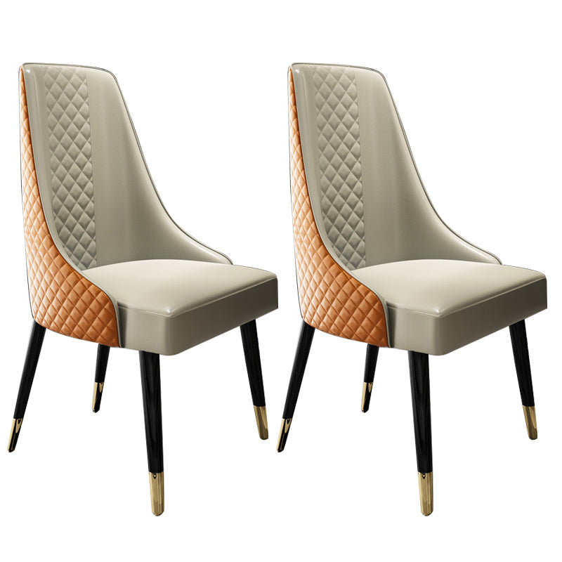 Faux Leather Kitchen Dining Chair Glam Upholstered Dining Chair with Wood Legs