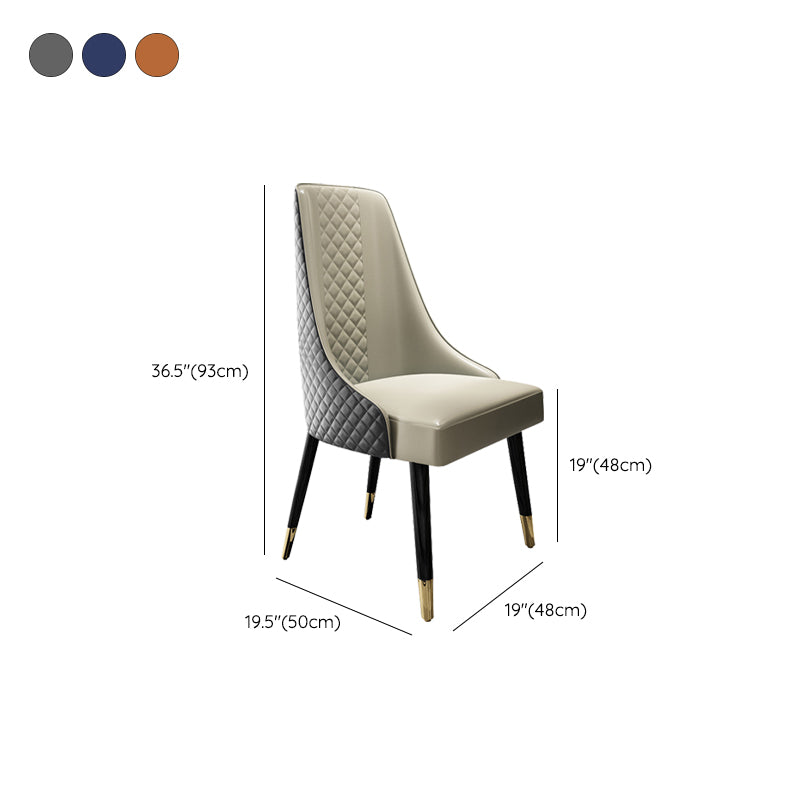 Faux Leather Kitchen Dining Chair Glam Upholstered Dining Chair with Wood Legs