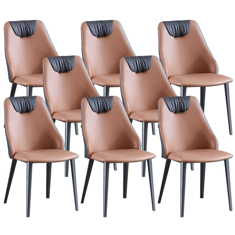 Industrial Style Faux Leather Chairs Armless Side Chairs with Metal Legs for Home Use