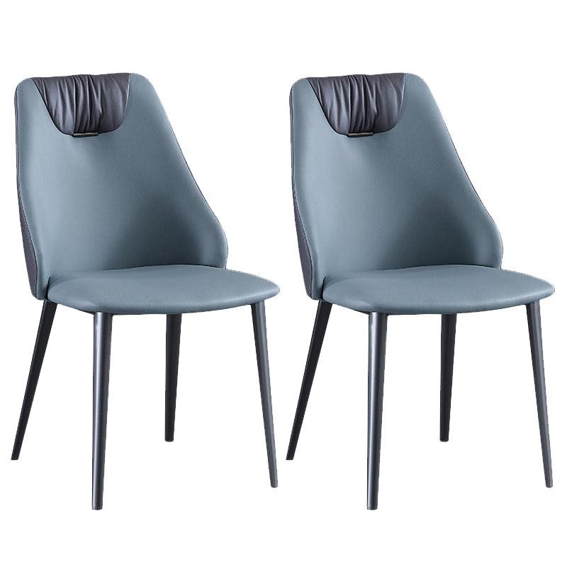 Industrial Style Faux Leather Chairs Armless Side Chairs with Metal Legs for Home Use