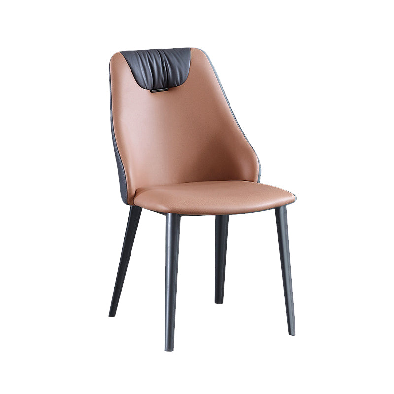 Industrial Style Faux Leather Chairs Armless Side Chairs with Metal Legs for Home Use