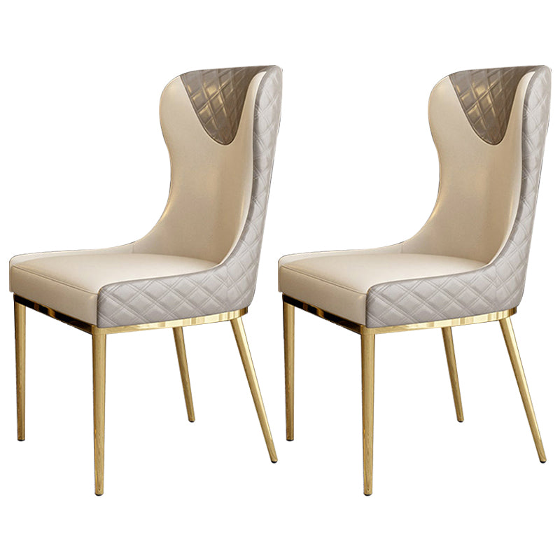 Faux Leather Kitchen Dining Chair Glam Upholstered Dining Chair with Metal Legs