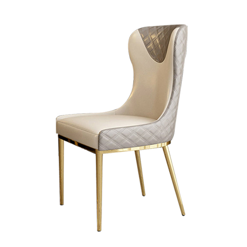 Faux Leather Kitchen Dining Chair Glam Upholstered Dining Chair with Metal Legs