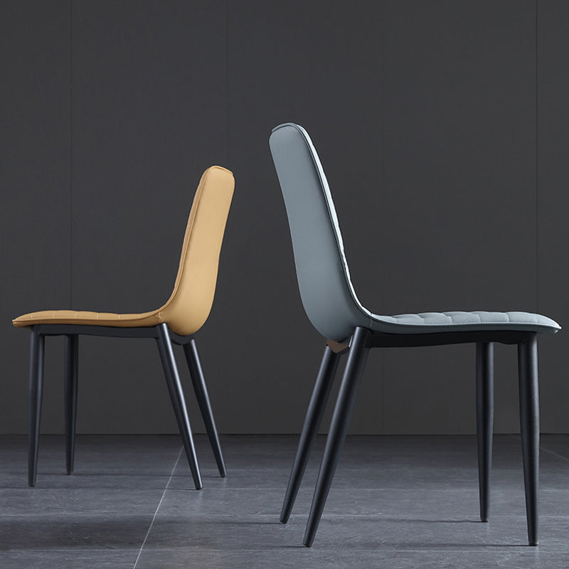 Industrial Faux Leather Chairs Armless Side Chairs with Metal Legs for Home Use