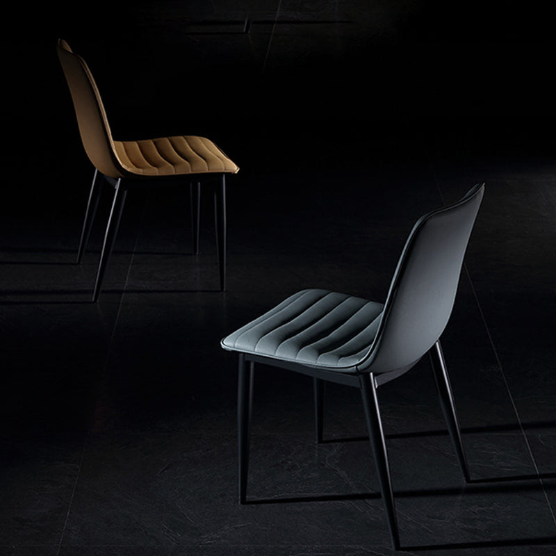 Industrial Faux Leather Chairs Armless Side Chairs with Metal Legs for Home Use