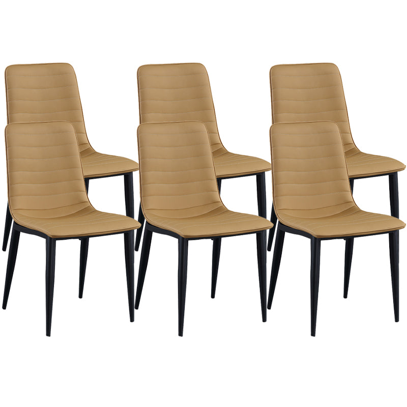 Industrial Faux Leather Chairs Armless Side Chairs with Metal Legs for Home Use