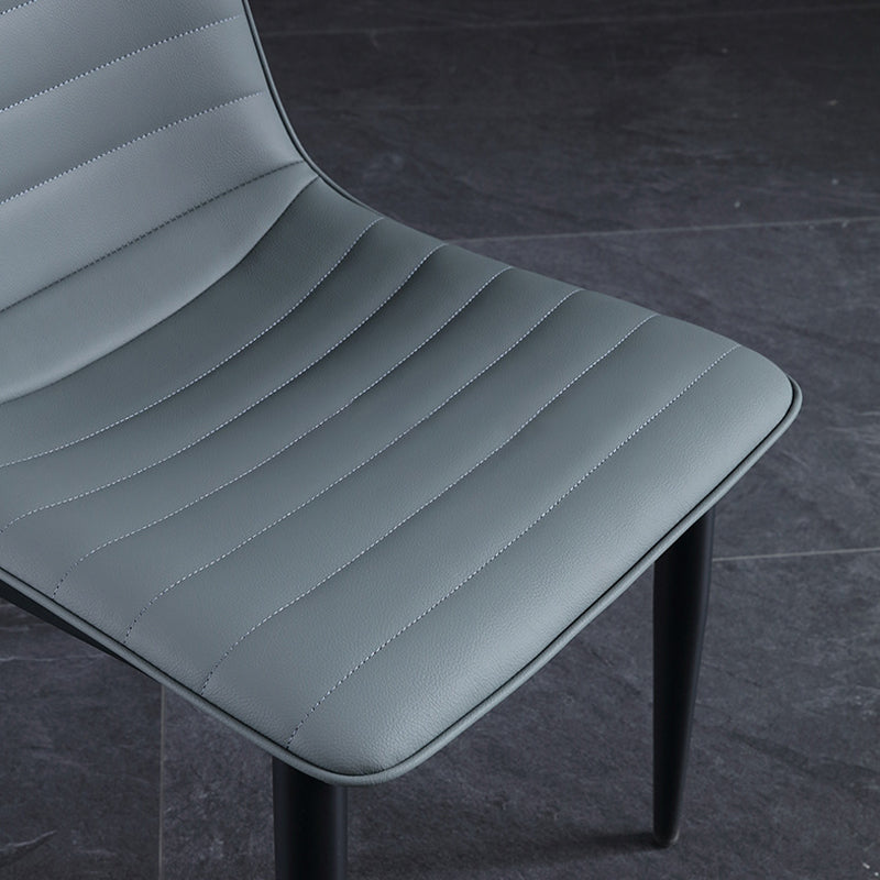 Industrial Faux Leather Chairs Armless Side Chairs with Metal Legs for Home Use