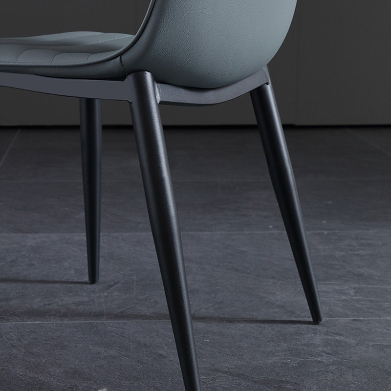 Industrial Faux Leather Chairs Armless Side Chairs with Metal Legs for Home Use