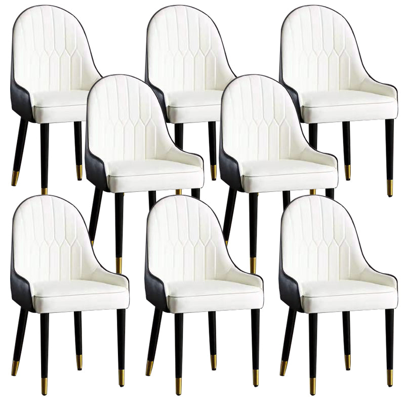 Glam Upholstered Dining Chairs Faux Leather Kitchen Dining Chair with Wood Legs