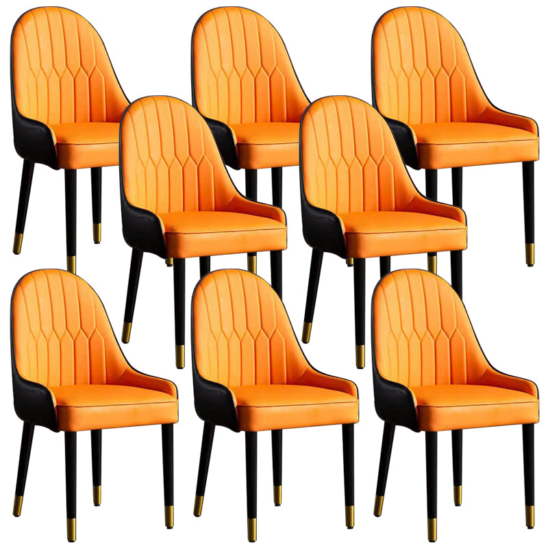 Glam Upholstered Dining Chairs Faux Leather Kitchen Dining Chair with Wood Legs