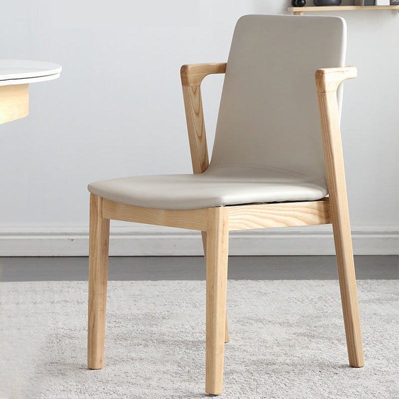 Wood Kitchen Dining Side Chair Upholstered Dining Chair in White