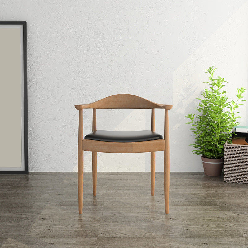 Glam Upholstered Arm Chair Open Back Solid Wood Dining Chair