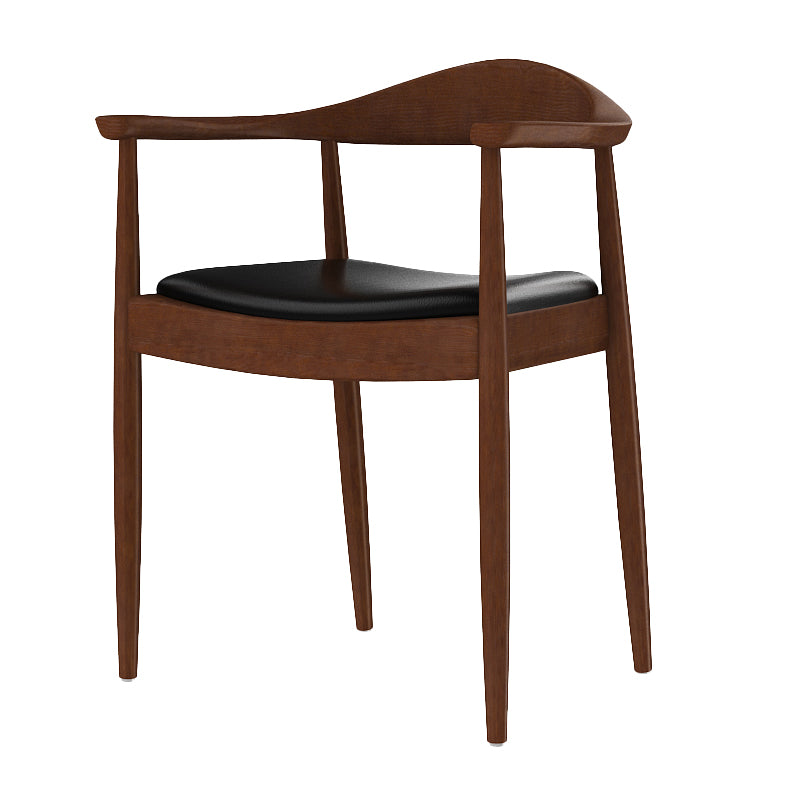 Glam Upholstered Arm Chair Open Back Solid Wood Dining Chair