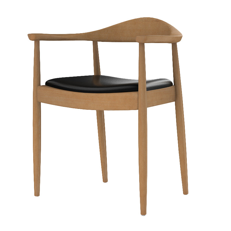 Glam Upholstered Arm Chair Open Back Solid Wood Dining Chair