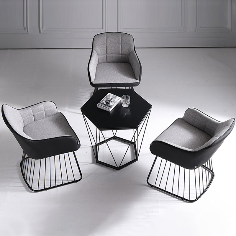 Industrial Metal Base Dining Chair Upholstered Dining Arm Chair