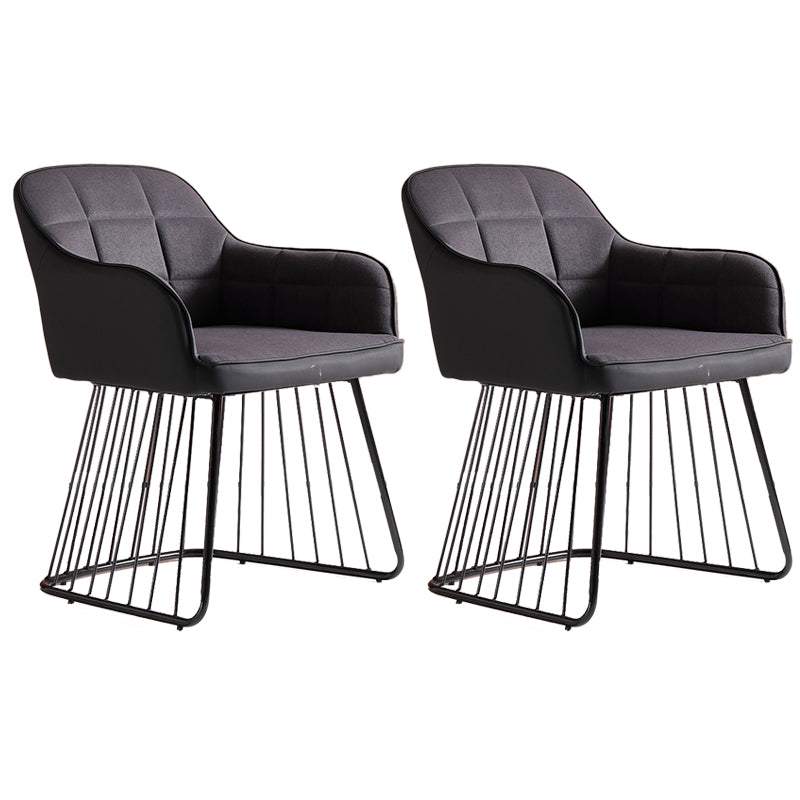 Industrial Metal Base Dining Chair Upholstered Dining Arm Chair