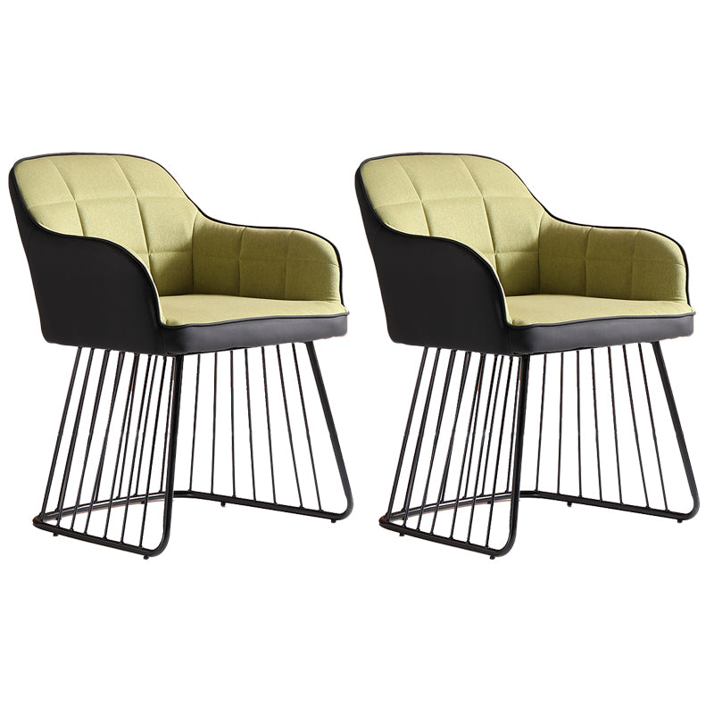 Industrial Metal Base Dining Chair Upholstered Dining Arm Chair