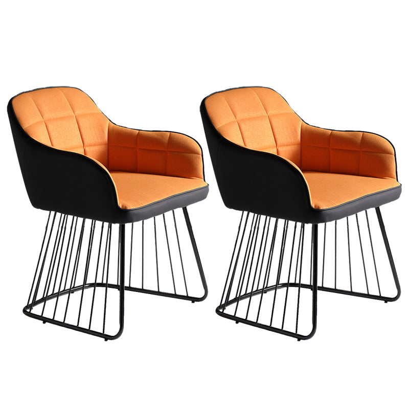 Industrial Metal Base Dining Chair Upholstered Dining Arm Chair