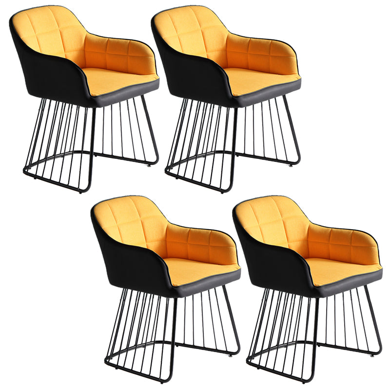 Industrial Metal Base Dining Chair Upholstered Dining Arm Chair