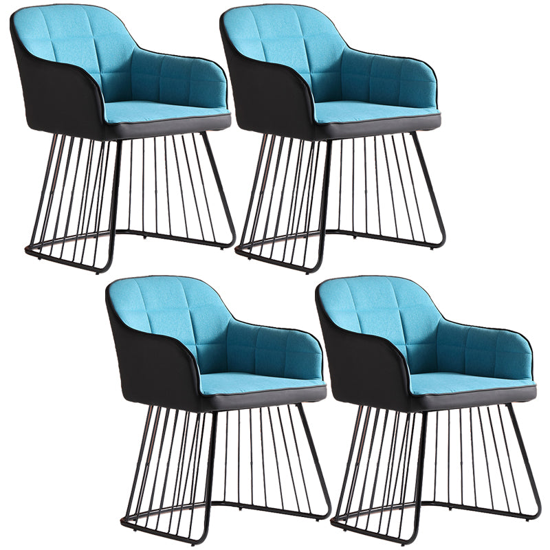 Industrial Metal Base Dining Chair Upholstered Dining Arm Chair