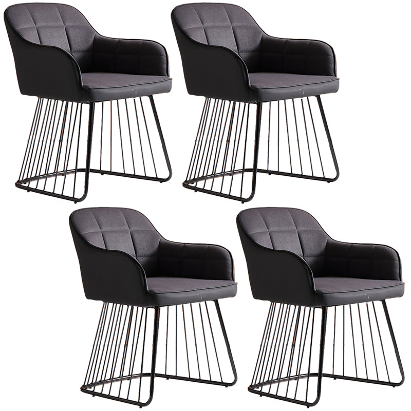 Industrial Metal Base Dining Chair Upholstered Dining Arm Chair