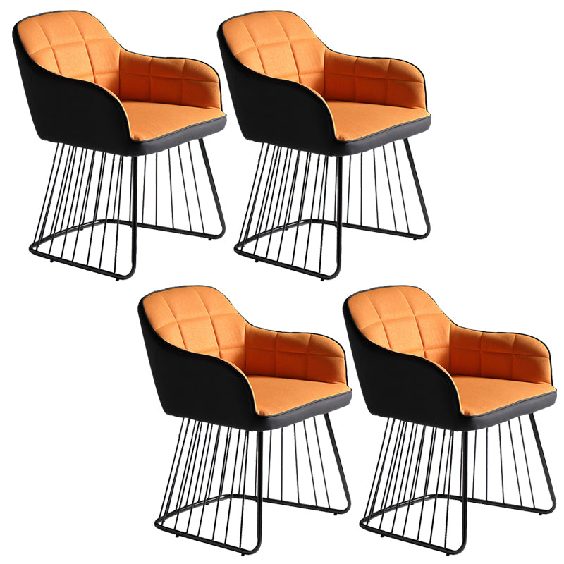 Industrial Metal Base Dining Chair Upholstered Dining Arm Chair