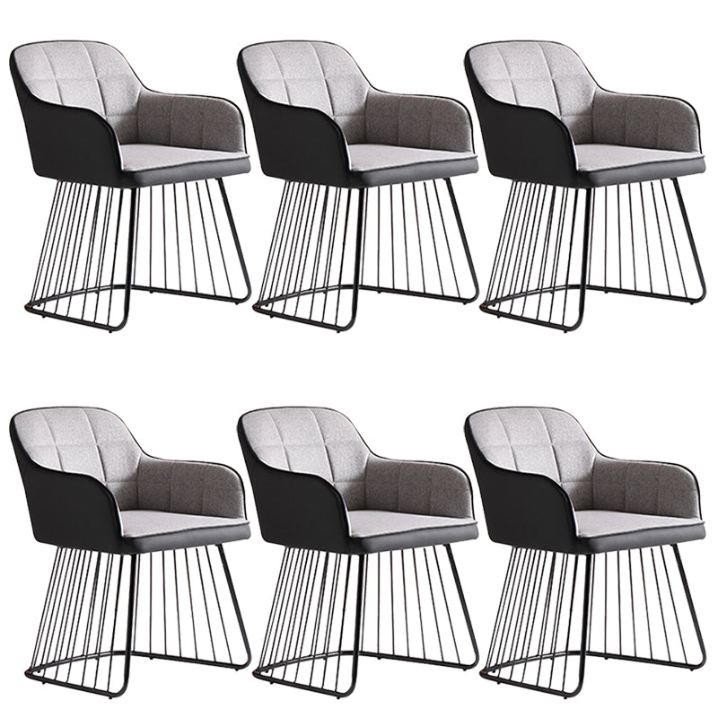 Industrial Metal Base Dining Chair Upholstered Dining Arm Chair