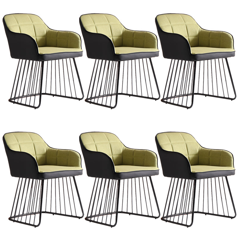 Industrial Metal Base Dining Chair Upholstered Dining Arm Chair
