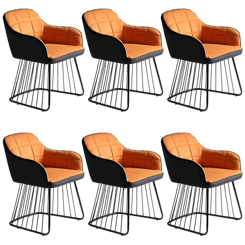 Industrial Metal Base Dining Chair Upholstered Dining Arm Chair