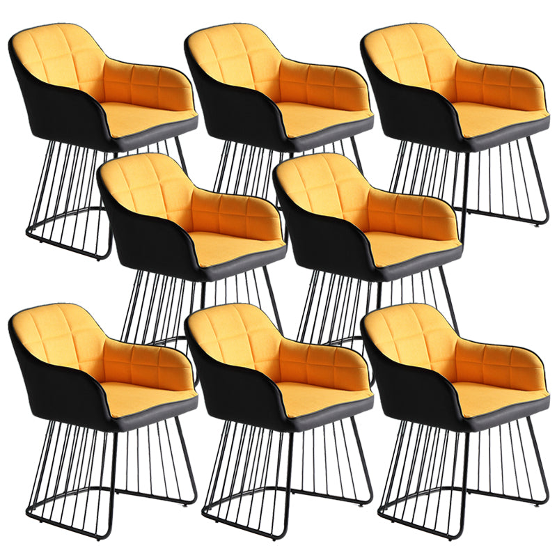 Industrial Metal Base Dining Chair Upholstered Dining Arm Chair