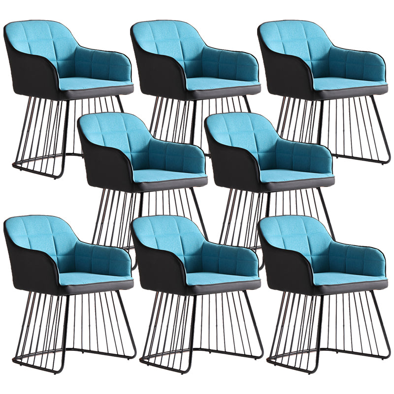 Industrial Metal Base Dining Chair Upholstered Dining Arm Chair