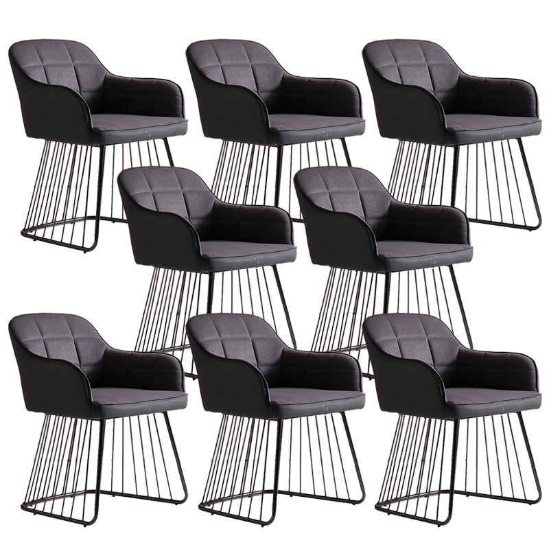 Industrial Metal Base Dining Chair Upholstered Dining Arm Chair