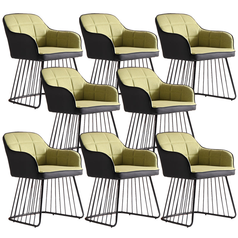 Industrial Metal Base Dining Chair Upholstered Dining Arm Chair